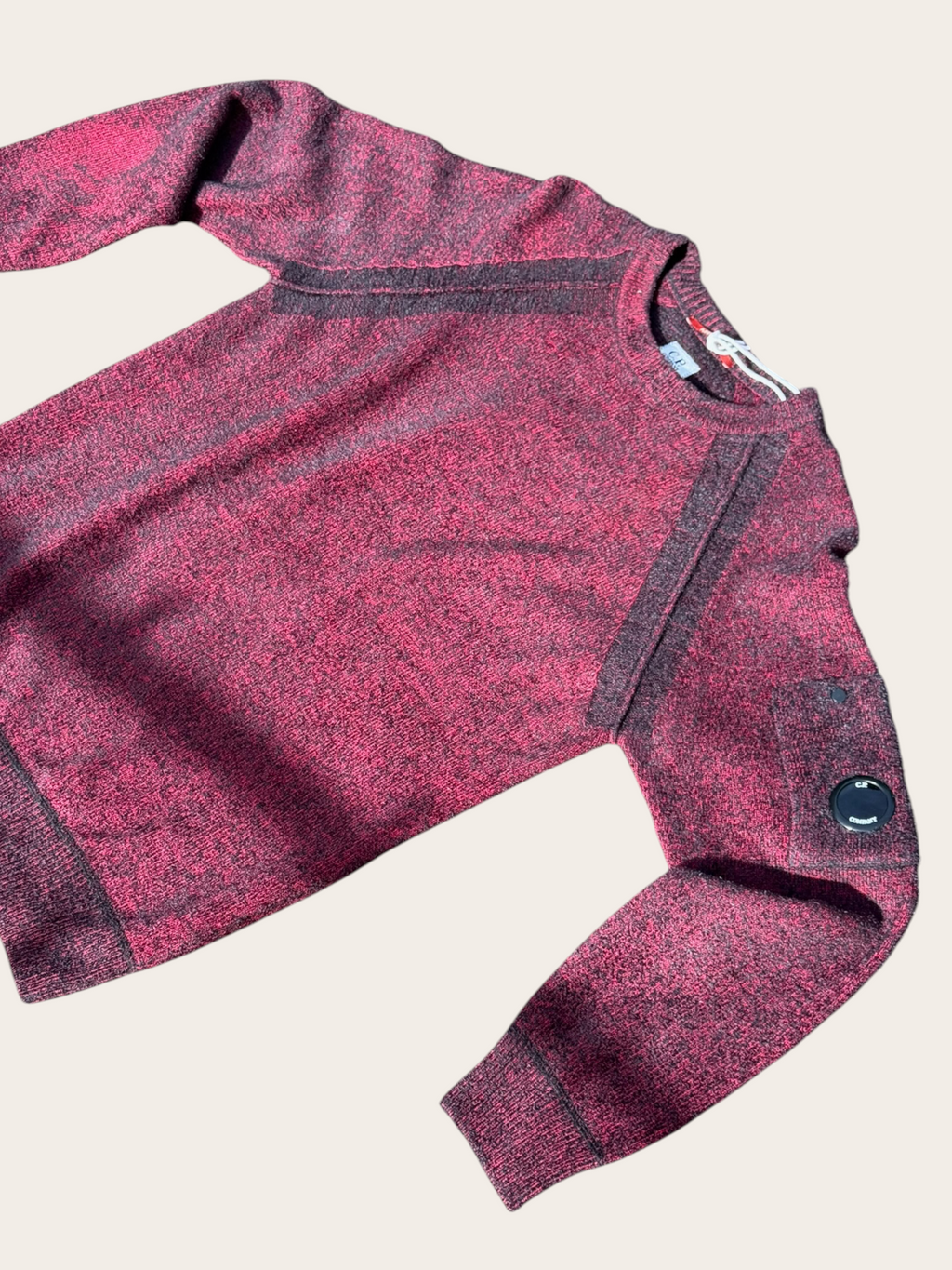 Pull C.P. Company Fleece Knit – Bordeaux et gris foncé – T.48 – Mixte — photo complémentaire 2