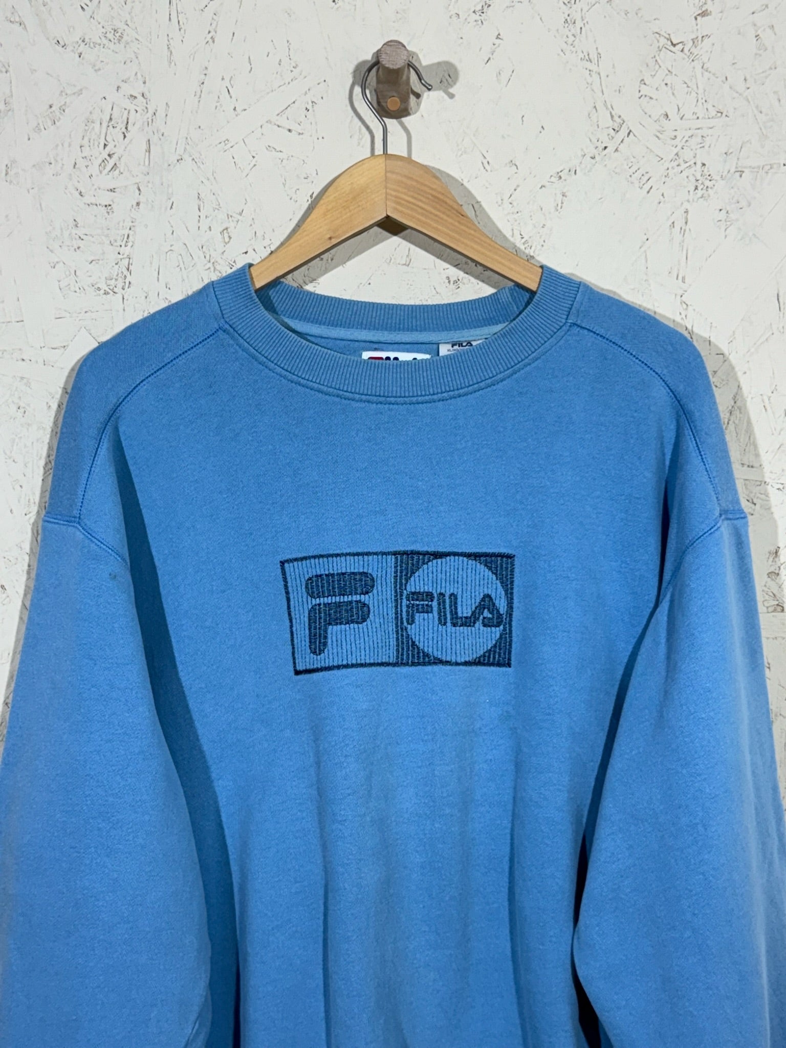 Sweat Fila Vintage Bleu Ciel Oversize XL Mixte