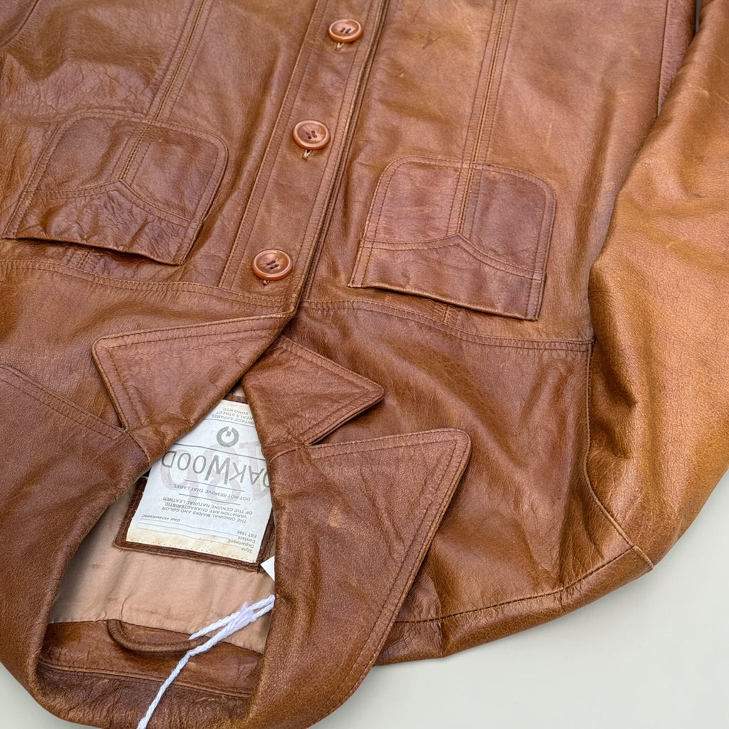 Veste en cuir de buffle Oakwood – Marron – XL – Mixte – Vintage — photo complémentaire 3