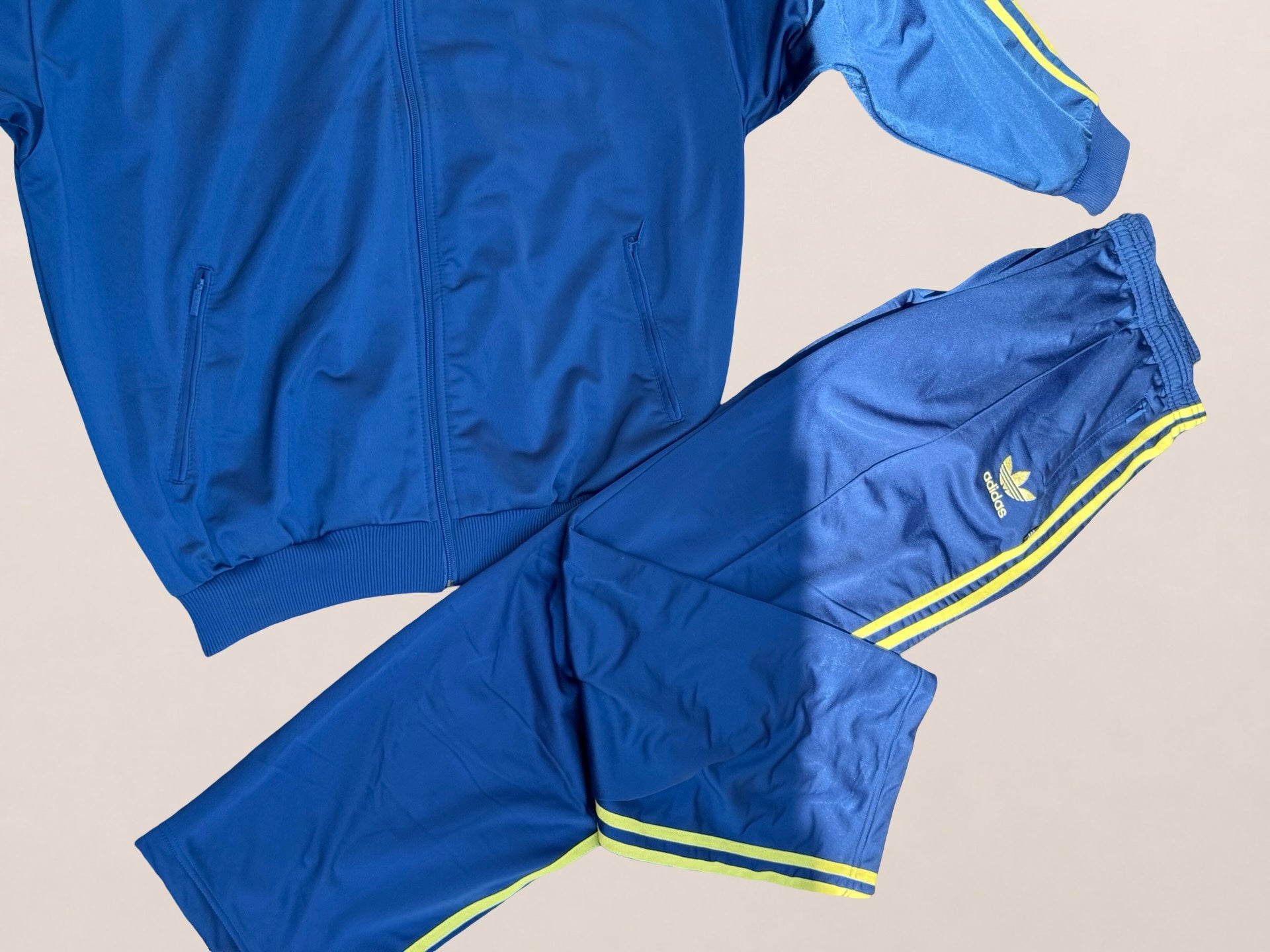 Ensemble Adidas Firebird Tracksuit – Bleu et jaune – L – Mixte – Vintage — photo complémentaire 4