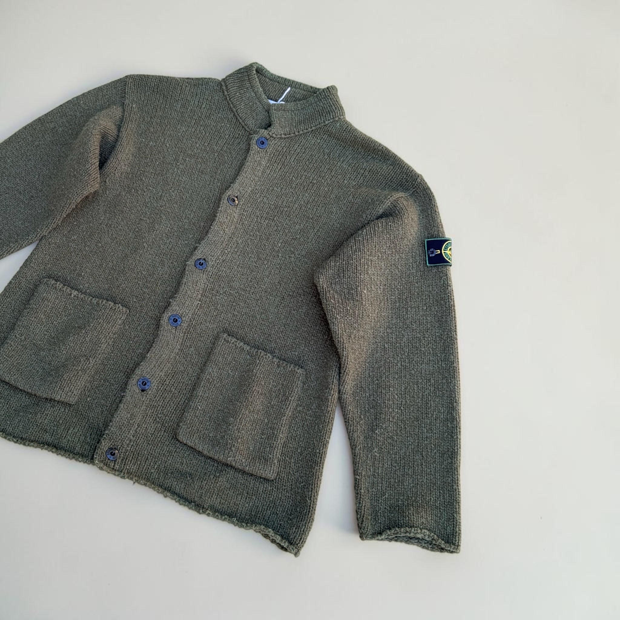 CARDIGAN STONE ISLAND VERT KAKI – L – VINTAGE – mixte