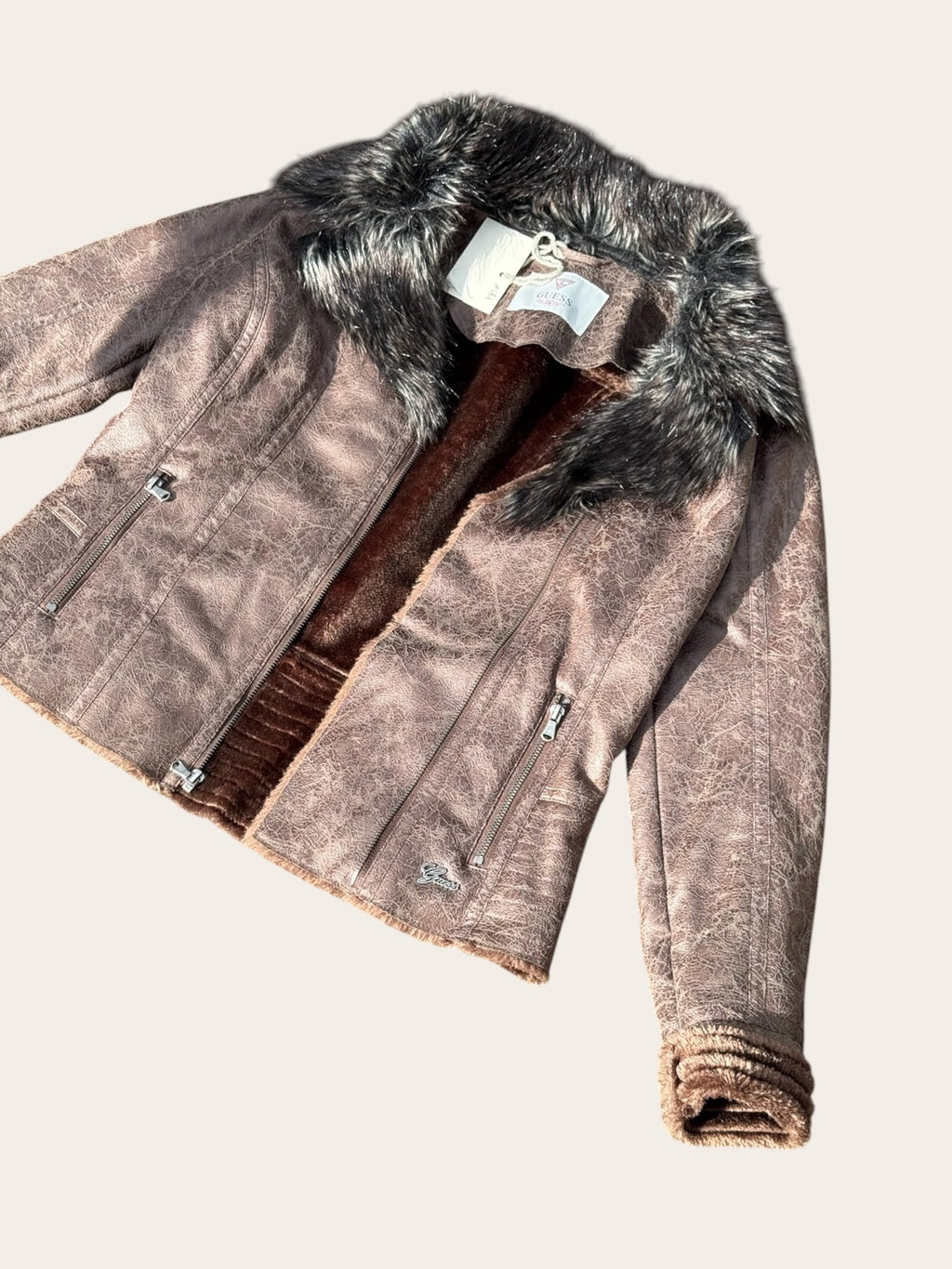 Veste Guess à col fourrure – Marron – M – Femme — vue principale