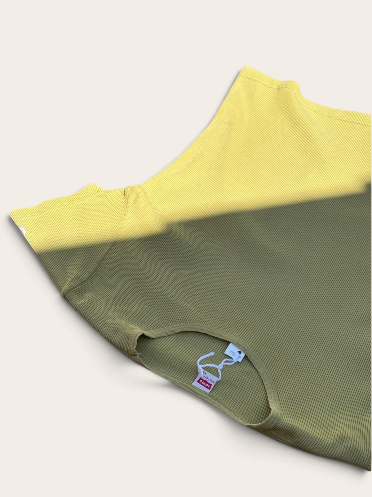 Levi's Ribbed T-Shirt – Lime Green – XL – Women's – Y2K