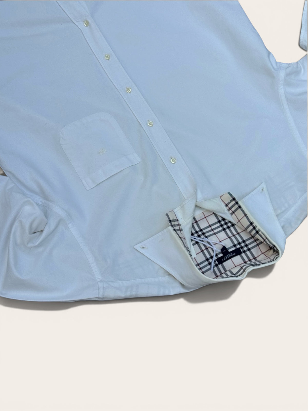 Burberry London Nova Check Cotton Shirt – White – Size 42 – Men's