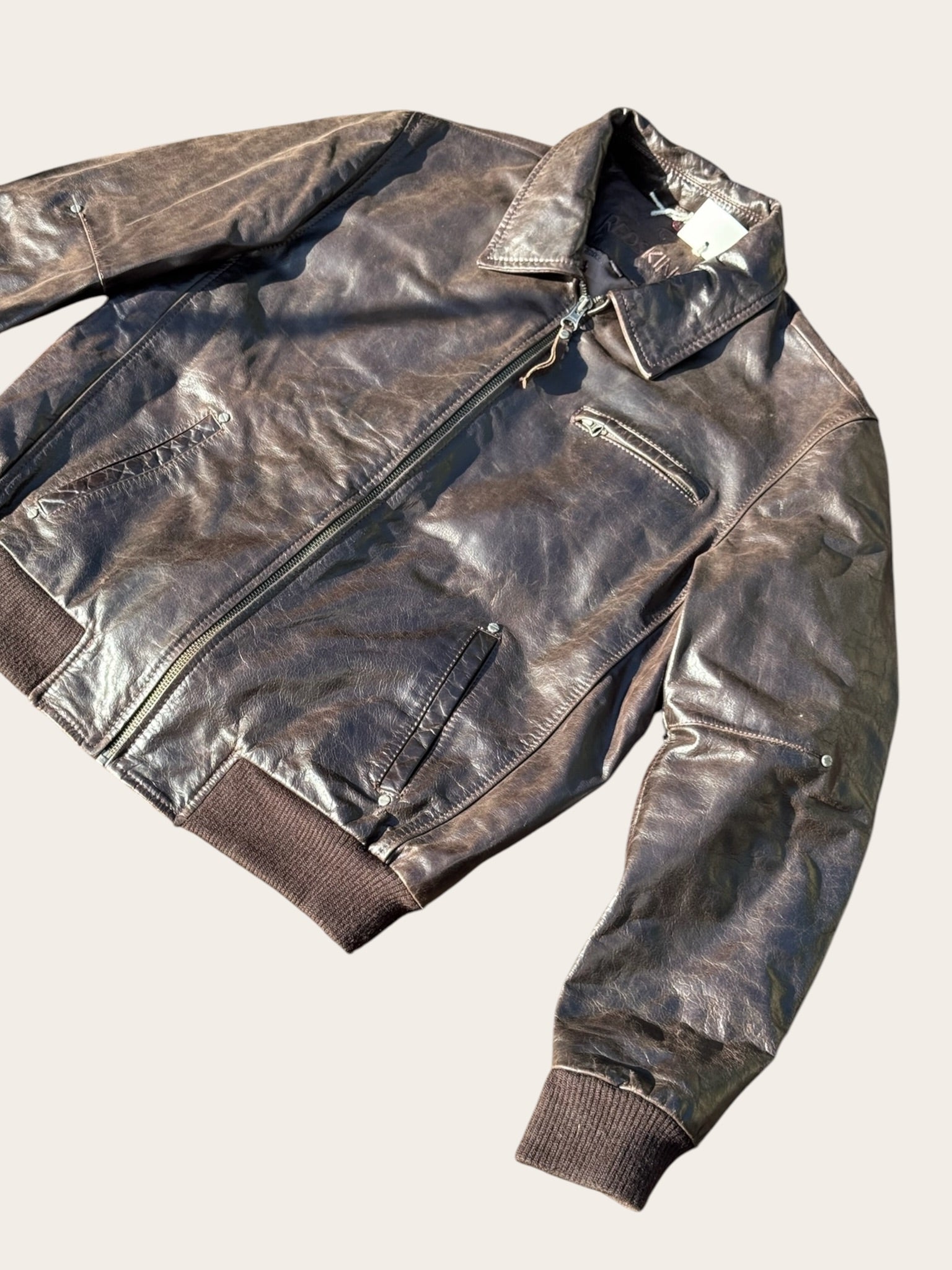 Redskins Bomber Cuir Marron 3XL Homme Vintage