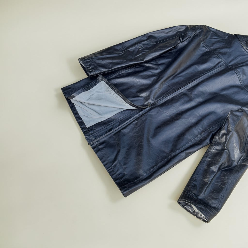 Manteau en cuir Façonnable mi-long – Noir – M – Mixte – Vintage — photo complémentaire 5
