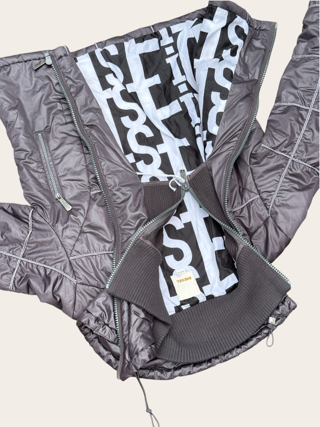 Doudoune Diesel métallisée – Argentée – XL – Femme – Y2K — photo complémentaire 3