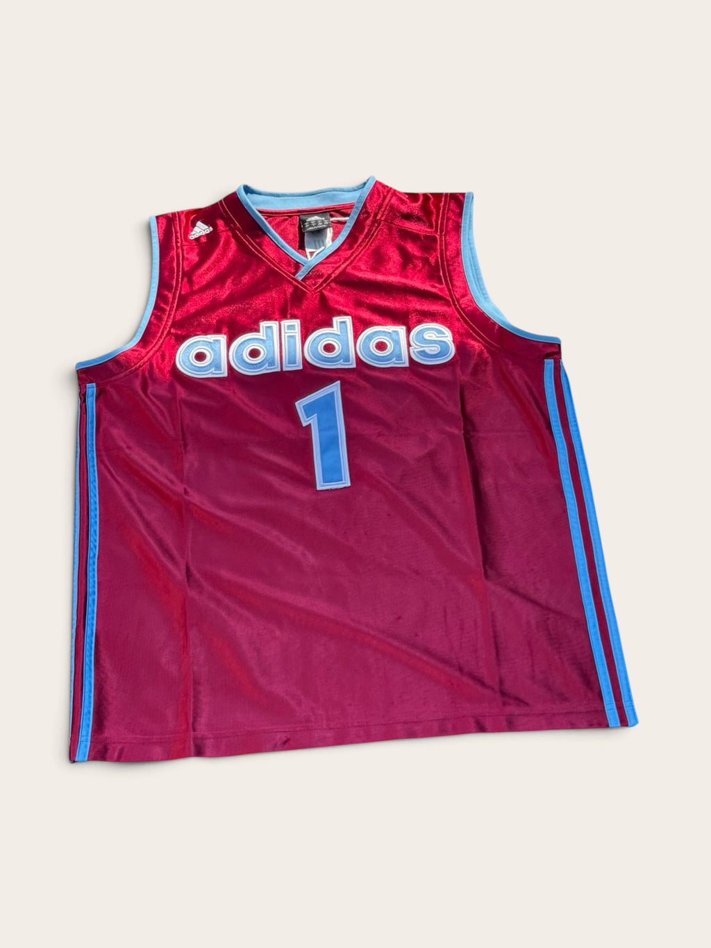 Adidas Basketball Jersey No. 1 – Burgundy – L – Unisex – Vintage