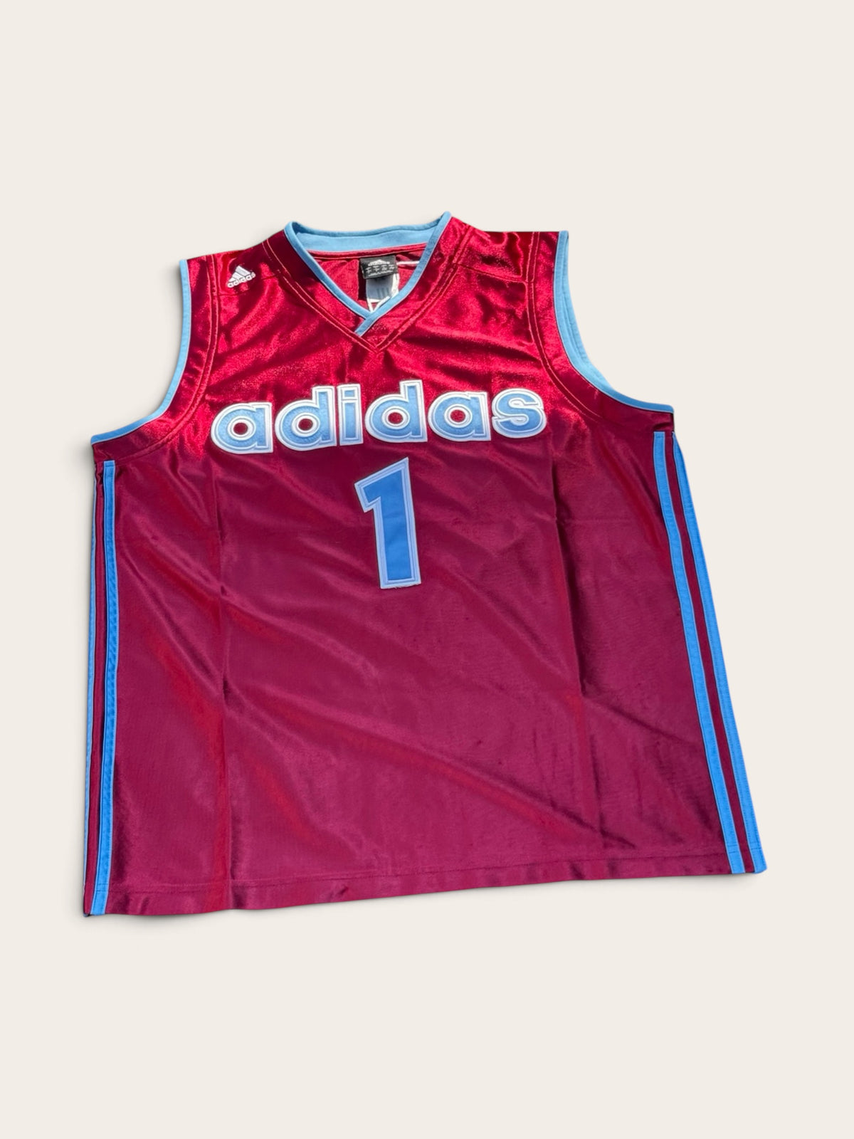 Adidas Basketball Jersey No. 1 – Burgundy – L – Unisex – Vintage