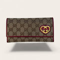 Portefeuille Gucci GG Supreme Cœur – Beige et bordeaux – Taille unique – Femme – Vintage — vue principale