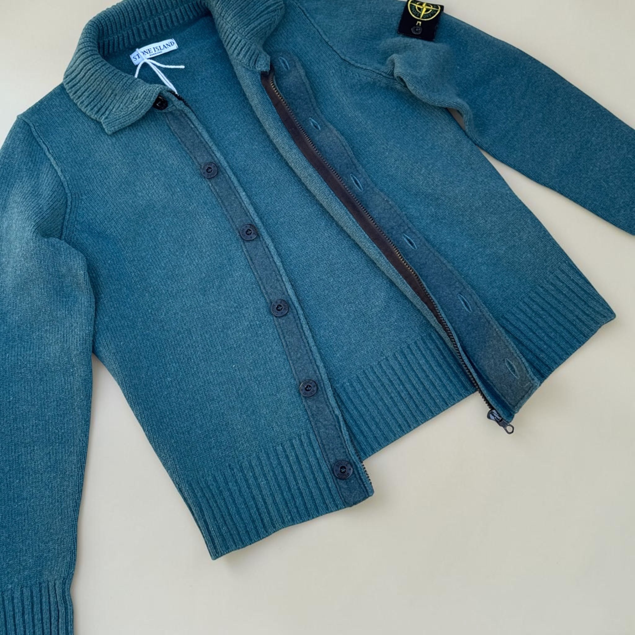 Cardigan Stone Island Bleu Pétrole - S - VINTAGE - Mixte