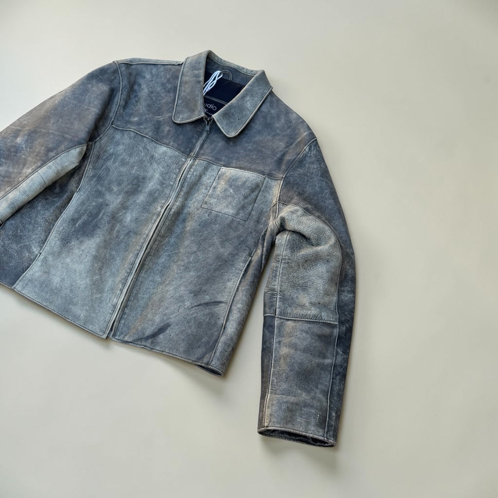 Veste en cuir Armand Thiery Studio – Gris patiné – M – Mixte — photo complémentaire 2