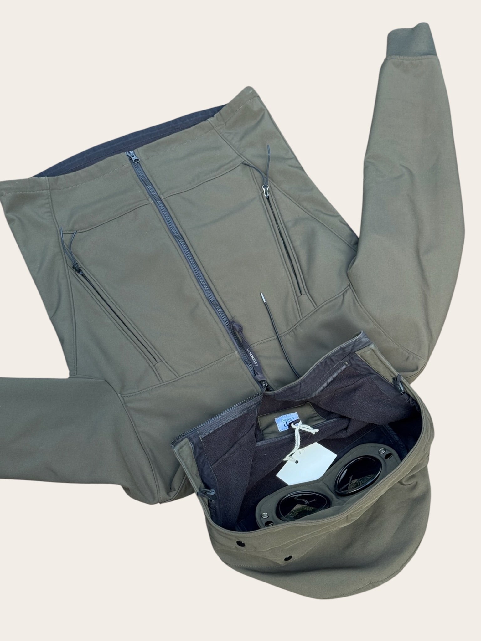 Veste C.P. Company Goggle Jacket Softshell Kaki Homme Taille S