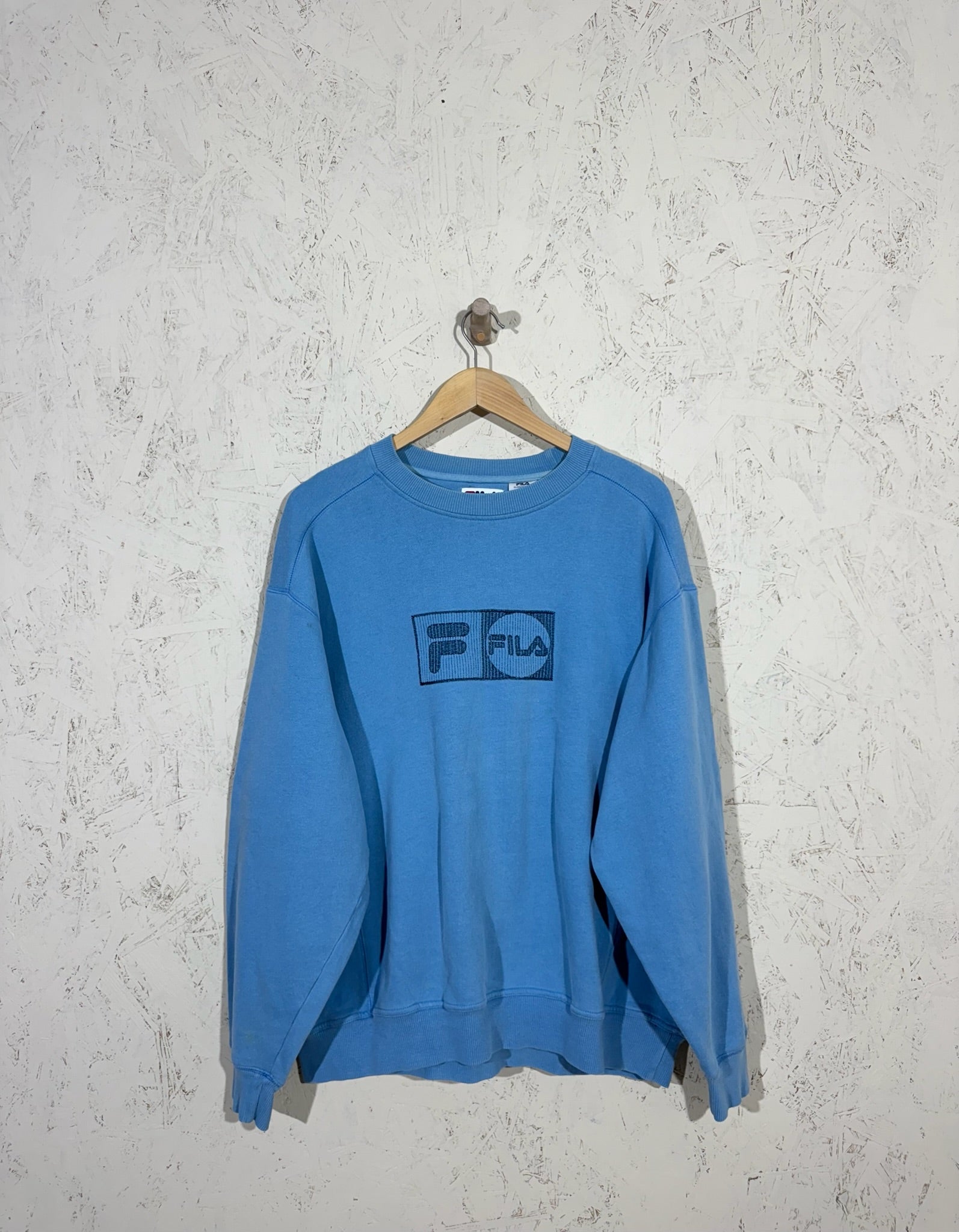 Sweat Fila Vintage Bleu Ciel Oversize XL Mixte