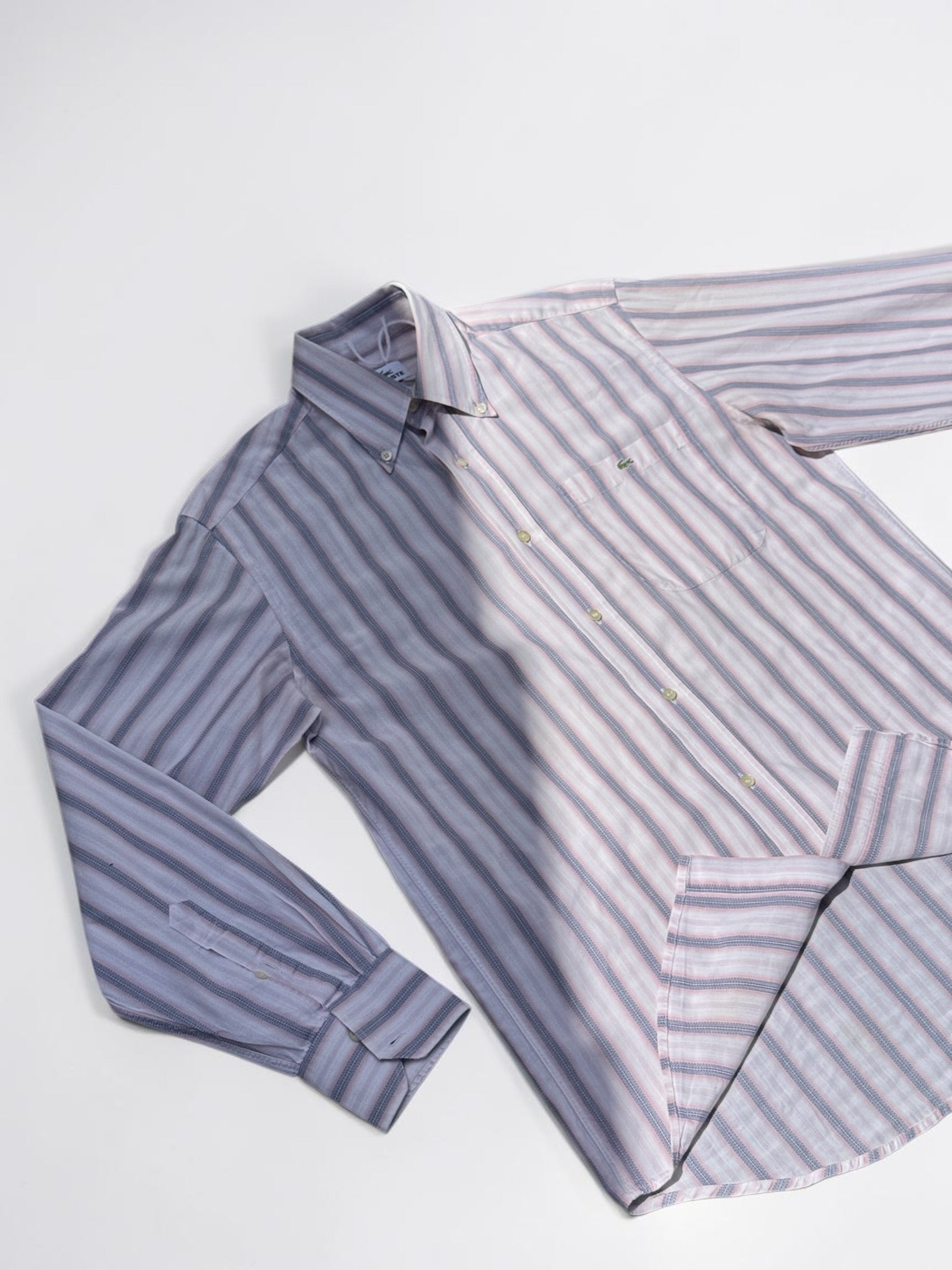 Chemise Lacoste Rayée Rose Bleu Femme Taille 38