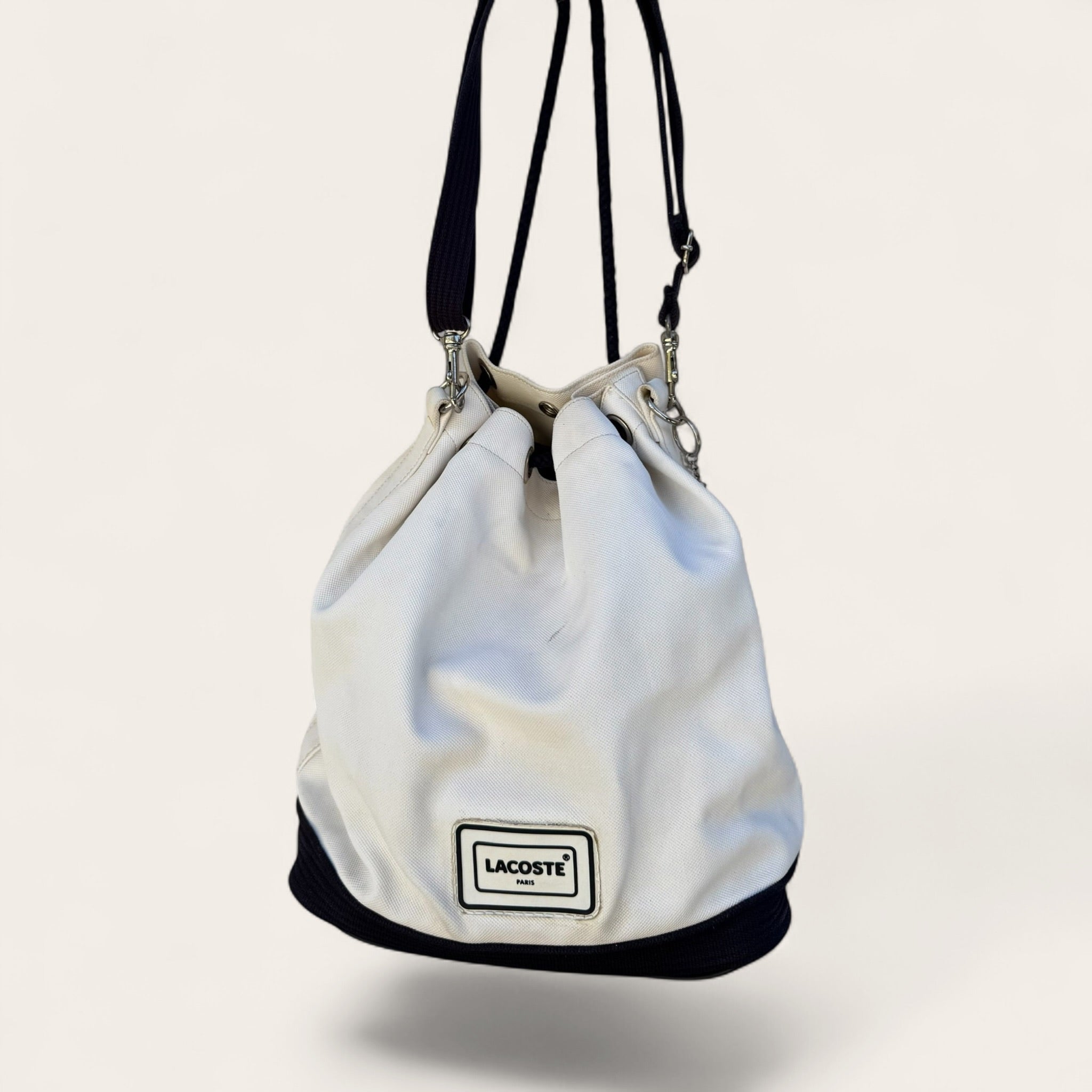 Sac seau Lacoste en toile – Écru – Taille unique – Mixte – Vintage — photo complémentaire 2