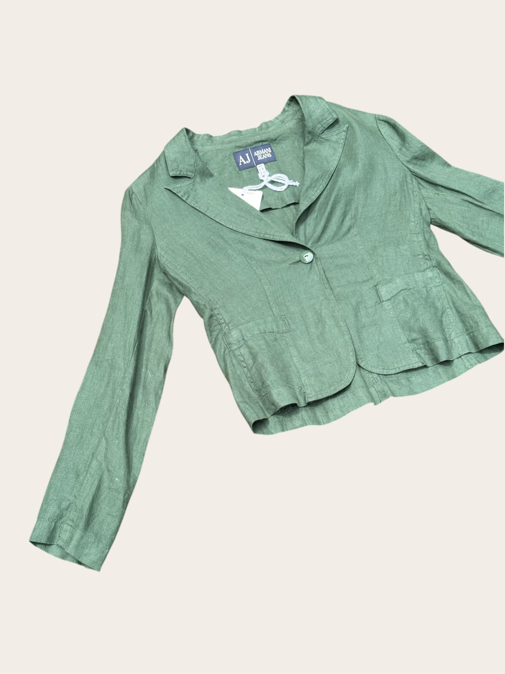 Blazer Armani Jeans en lin – Vert sauge – T.44 IT – Femme – Vintage — vue principale