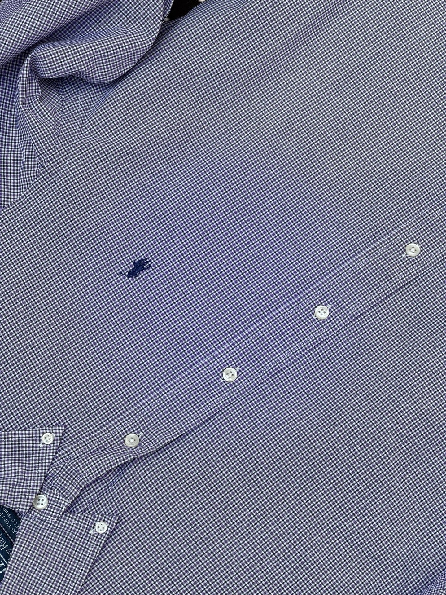 Chemise Polo Ralph Lauren à carreaux – Violet et blanc – 15/39 – Mixte — photo complémentaire 3