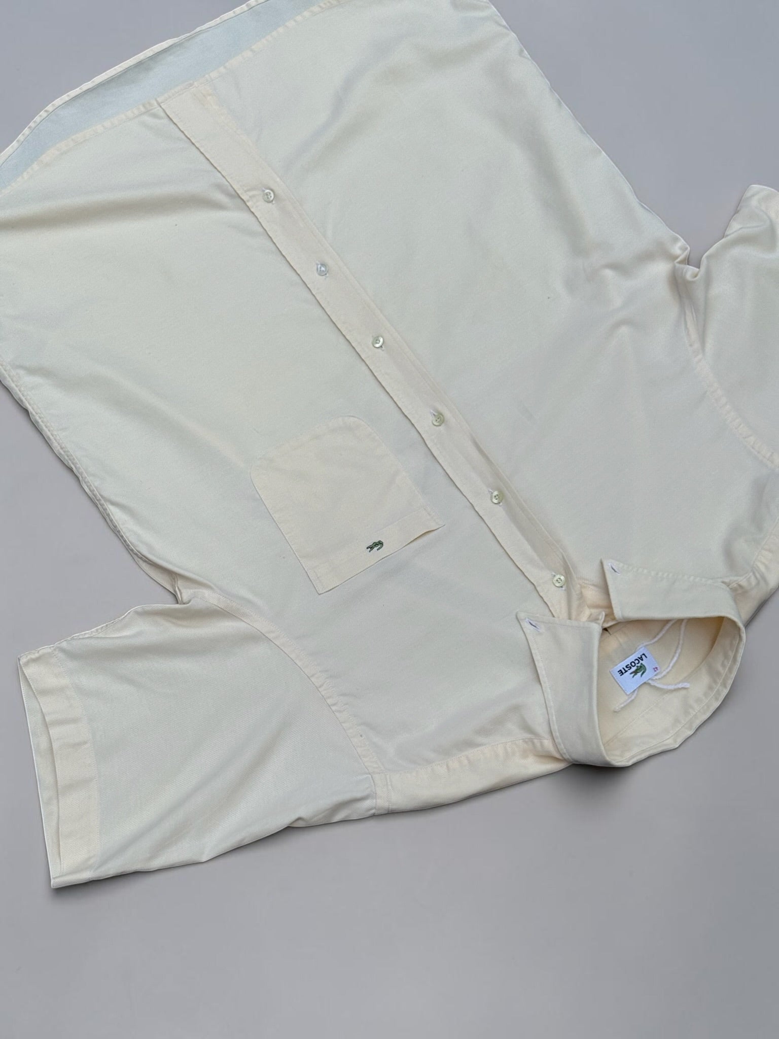 CHEMISE LACOSTE VINTAGE BEIGE CRÈME MANCHES COURTES XL HOMME