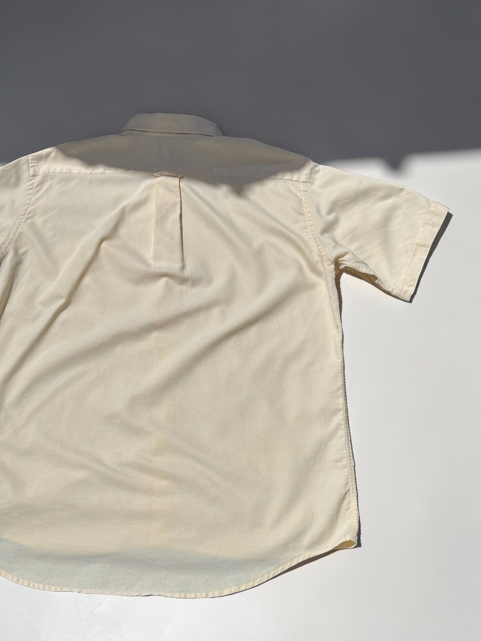 CHEMISE LACOSTE VINTAGE BEIGE CRÈME MANCHES COURTES XL HOMME