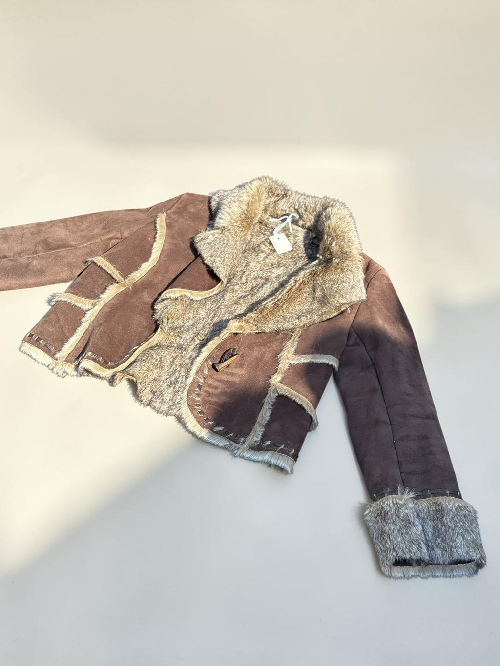 Veste en suédine effet peau lainée – Marron – Taille 2 – Femme – Y2K — vue principale